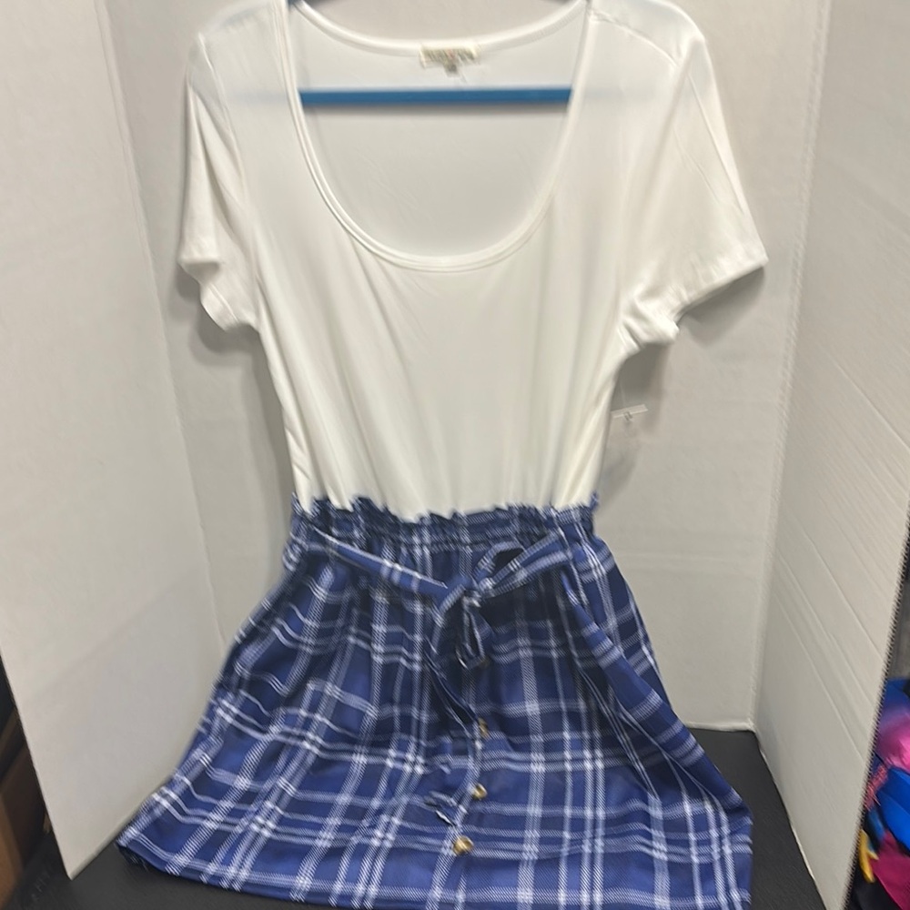White and Blue Plaid Dress size 1X plus